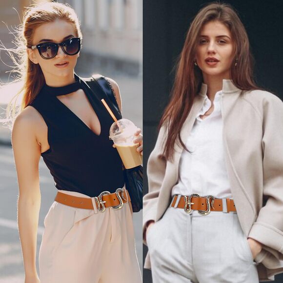 Womens Belts Snake Belt Women With Snake Buckle Women Cool Belt Light Brown🦄 - Picture 4 of 7